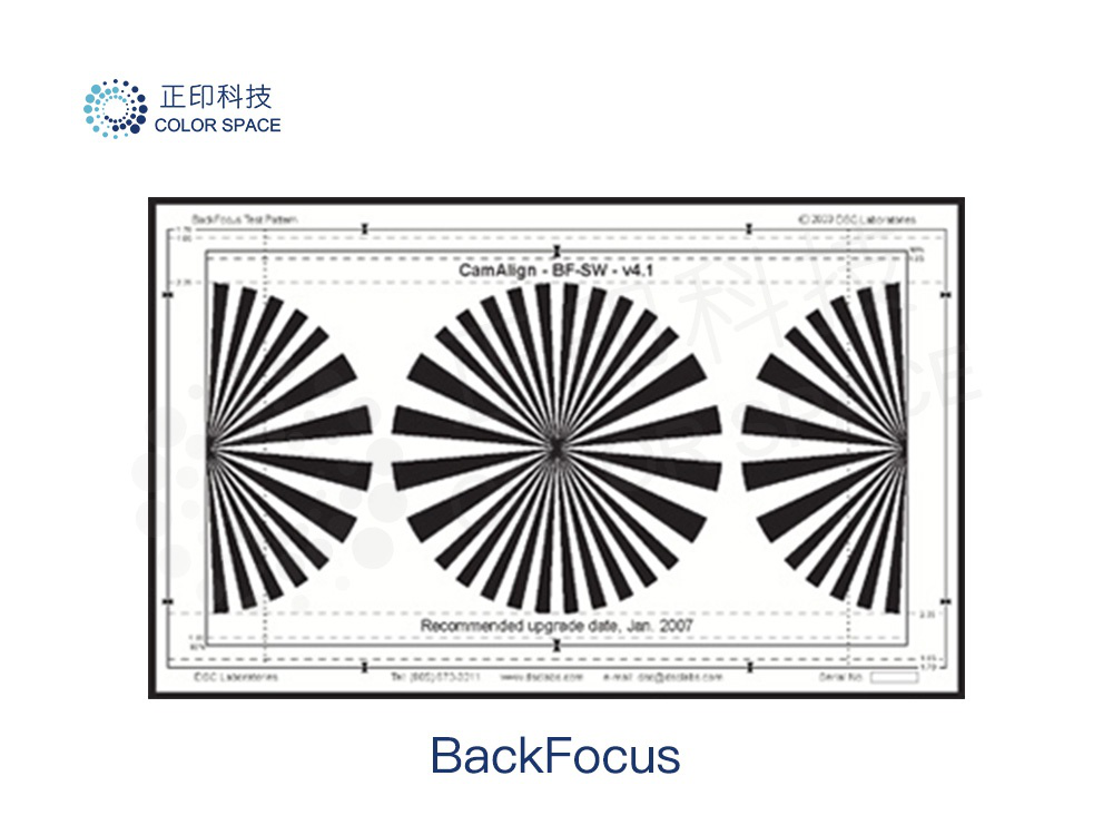 BackFocus Test Chart Calibration Standards