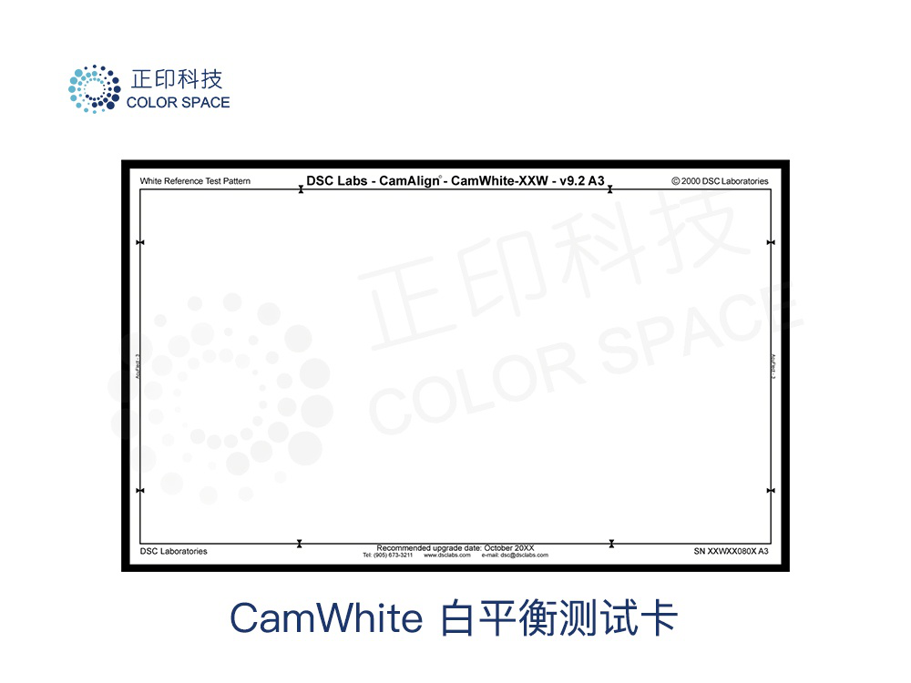 CamWhite White Balance Test Card Calibration Standards