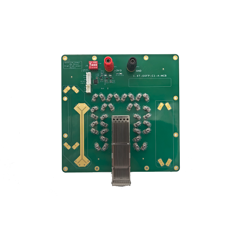 1.6T OSFP Light Module Test Board Transmitters and Receivers